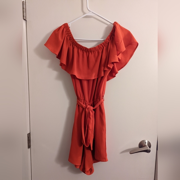 Forever 21 Red Off the Shoulder Romper - Picture 2 of 7